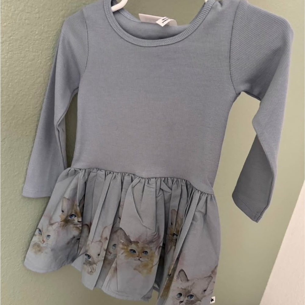 Adorable Blue Cat Print Kids Top
